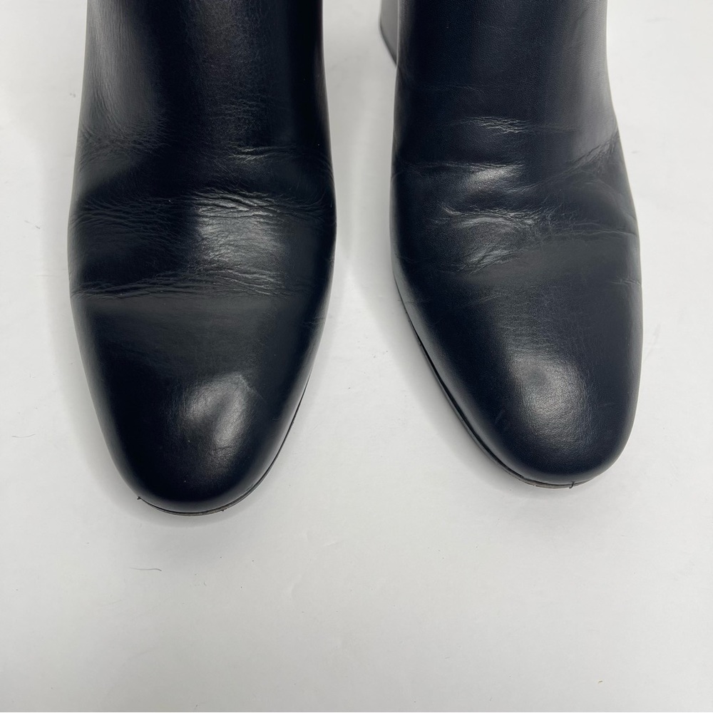 Aquatalia Elisabetta Black Slip-On Leather Block Heel Mule Booties Size 8.5 - Picture 7 of 14